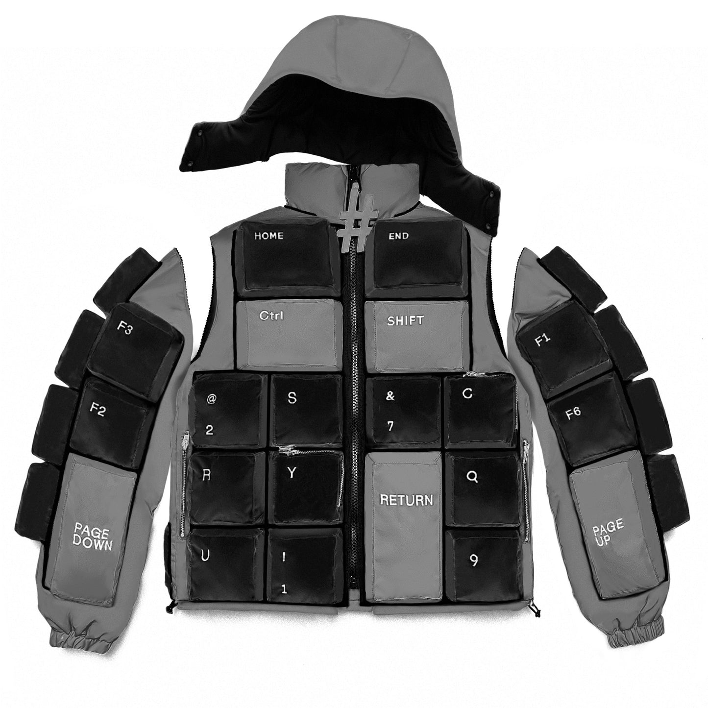 BLACK & GREY KEYBOARD JACKET (full removable edition)