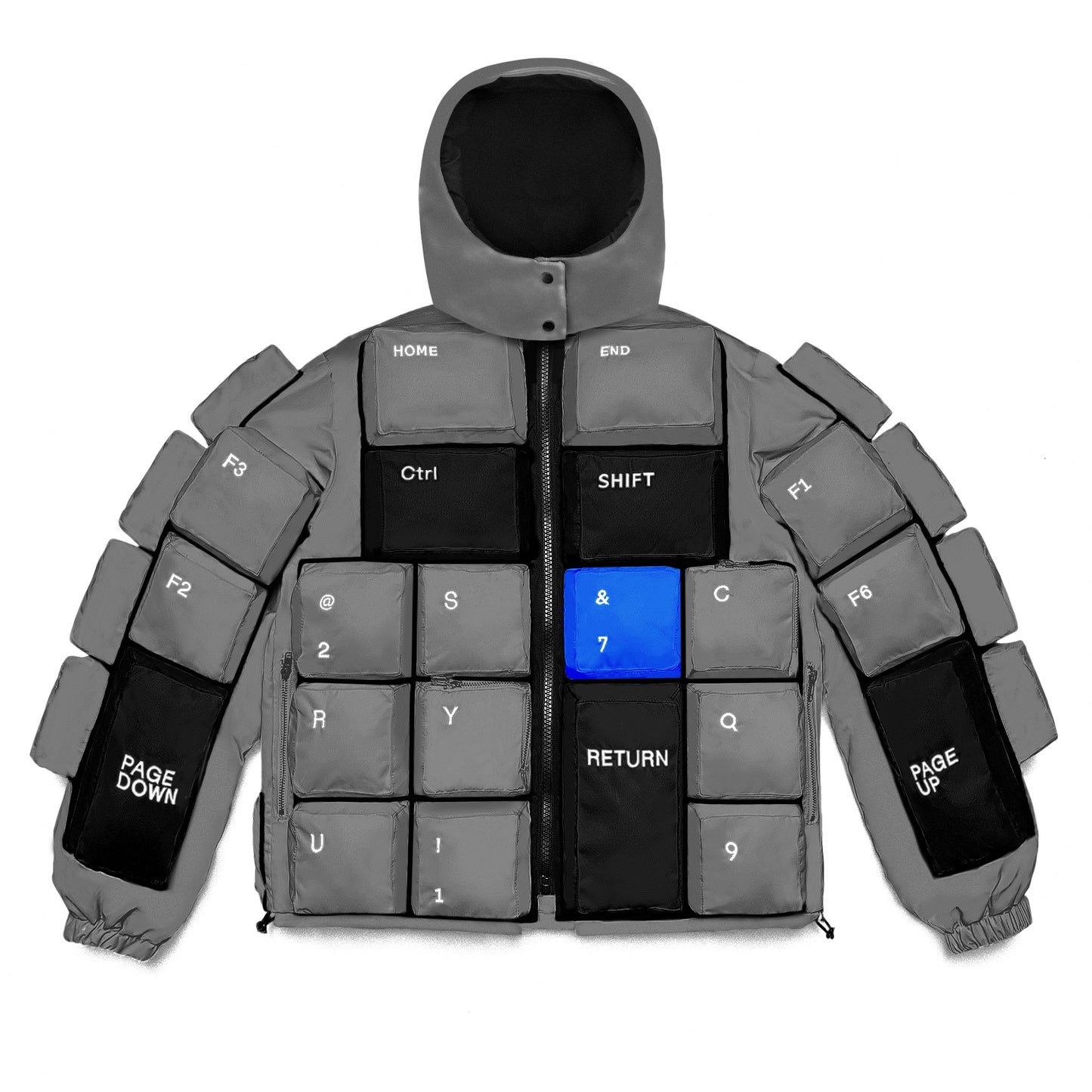 GREY, BLACK & BLUE KEYBOARD JACKET (full removable edition)